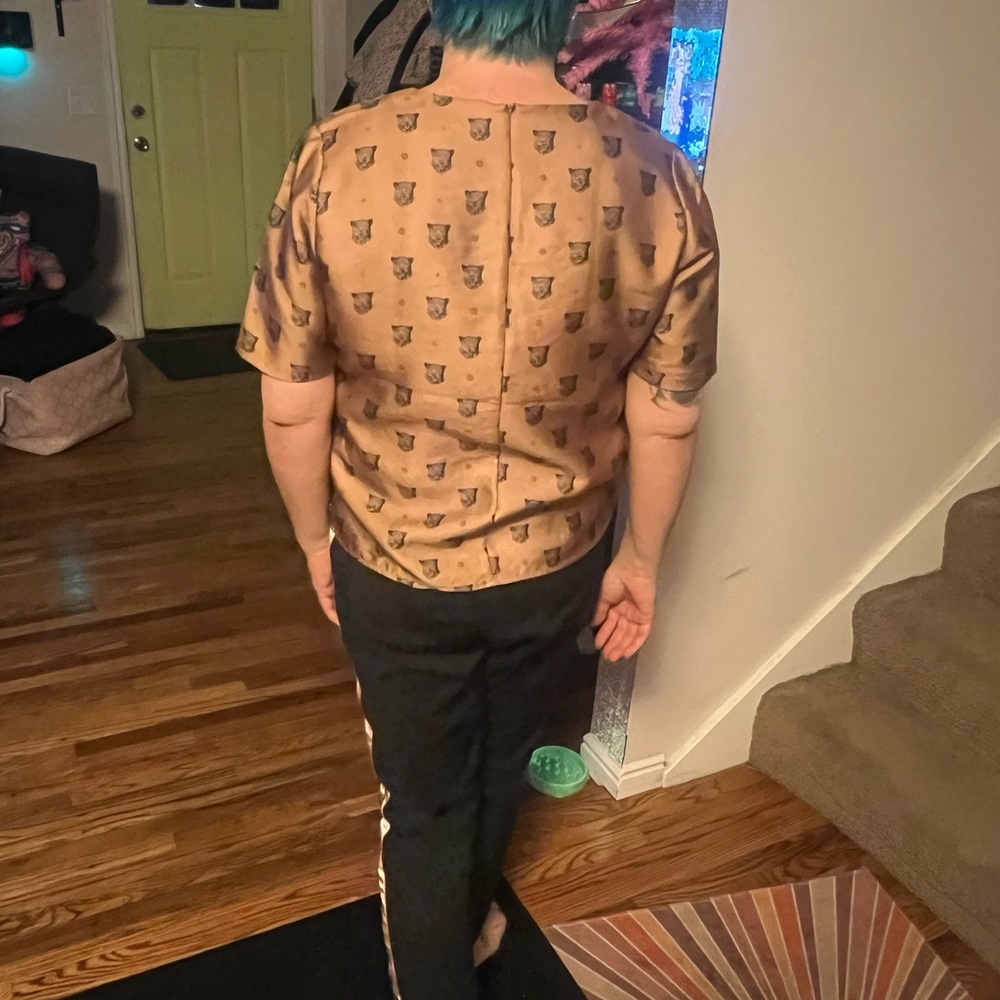 Tan Leopard Print Ruffle Hem Top - Picture 4 of 10